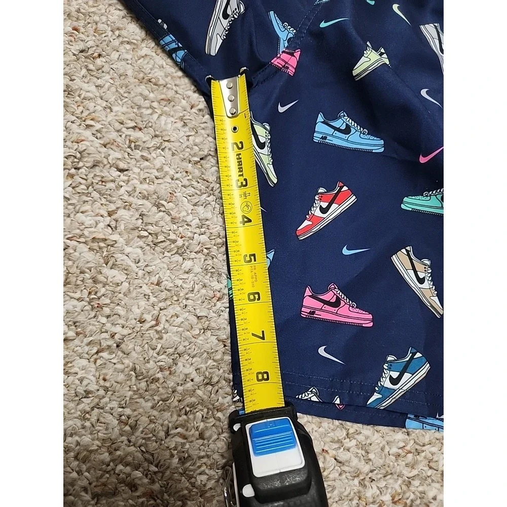 Nike Boys XL Navy Blue Sneaker Print‎ Swim Trunks Mesh Lined NESSF806-400